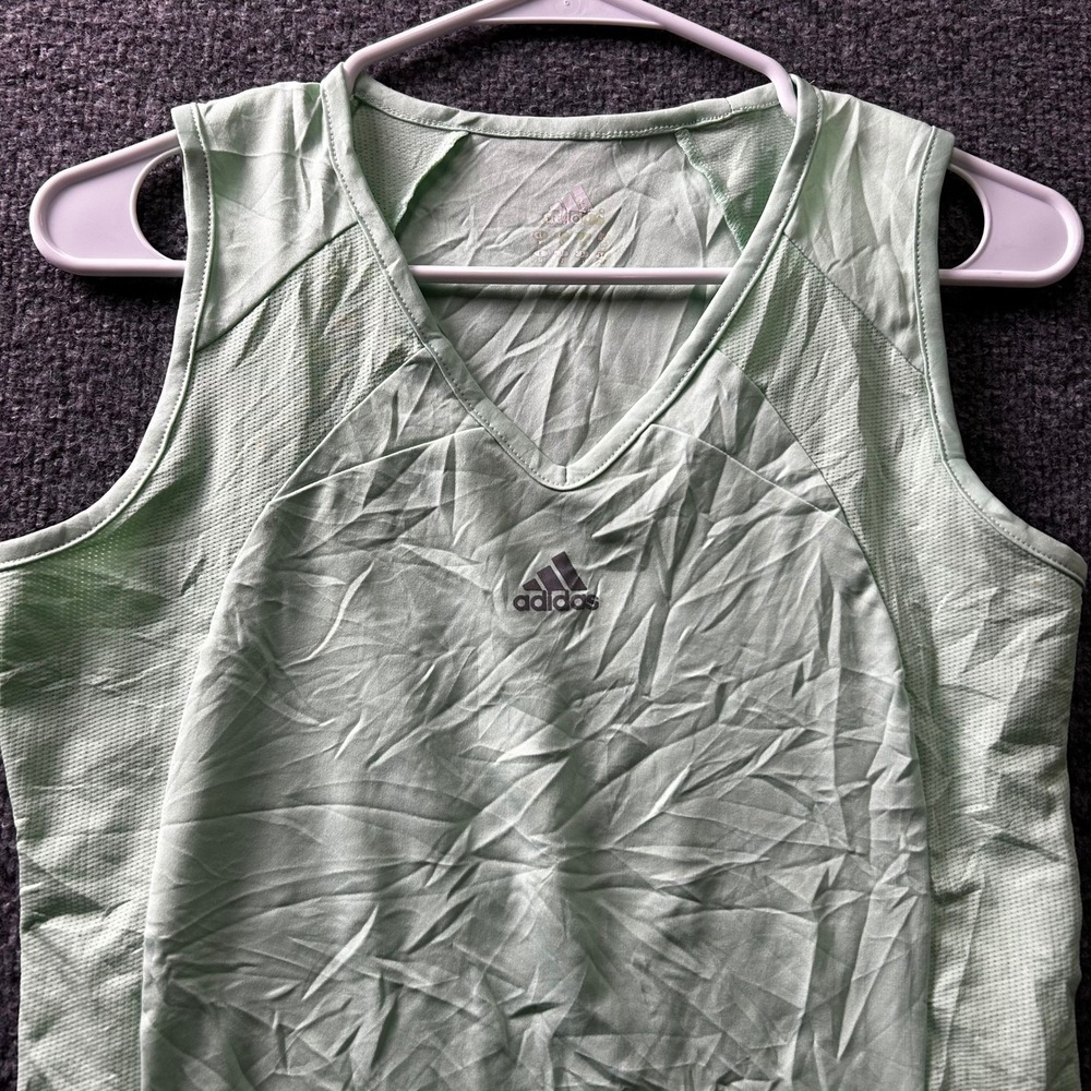 Adidas Tank Top Womens Size S Mint Green V-Neck Mesh Panel Athletic Gym